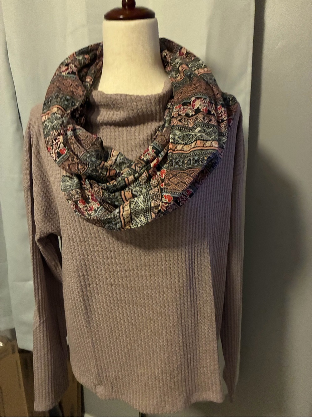 Anthropologie Mauve Ribbed Crewneck Sweater